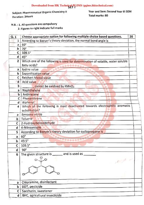 Pharmaceutical Organic Chemistry 2 B Pharmacy 3rd Semester Previous