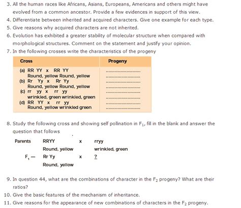 Important Questions For Class 10 Science Chapter 9 Heredity And Evolution