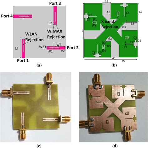 Design Of Stepped Slot Mimo Antenna A Top Design B Bottom Design C