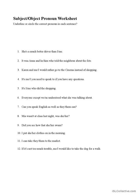 Worksheets For Object Pronouns Hot Sex Picture