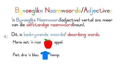 Byvoeglike Naamwoorde Adjectives Youtube