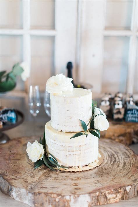Rustic Naked Cake On Raw Wood Cake Stand
