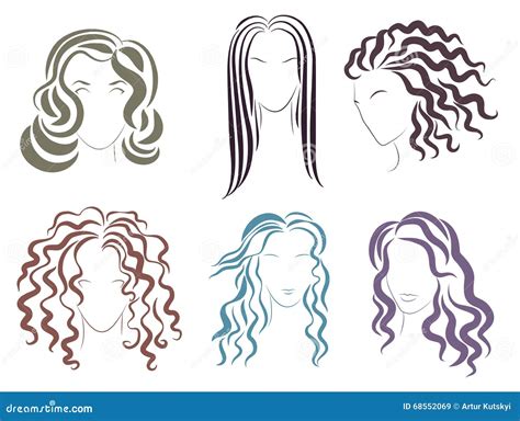 Vector Illustration Of The Several Options Styles For Women Hair