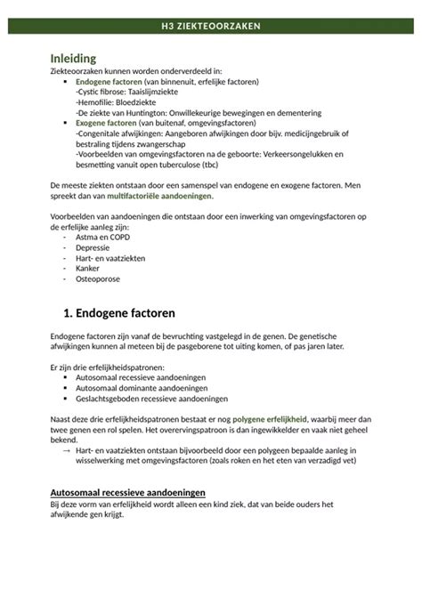 Samenvatting Klinische Pathologie Hoofdstuk Ziekteoorzaken