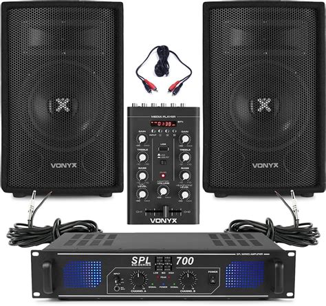 Vonyx Sl Passive Dj Pa Speaker Pair With Spl Amplifier Mixer