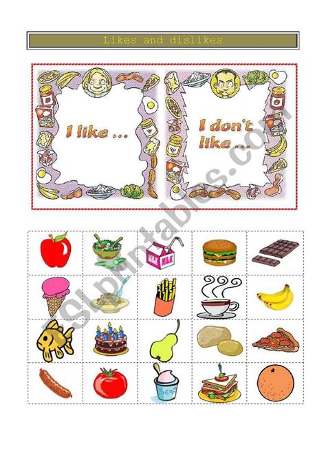 Likes And Dislikes Game ESL Worksheet By Rav79