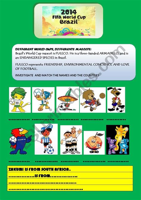 Brazil 2014 Esl Worksheet By Belumilloo