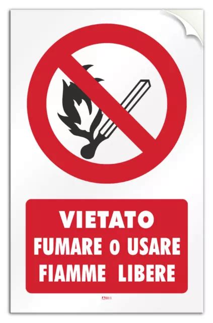 Cartello Pvc Adesivo Vietato Fumare O Usare Fiamme Libere Eur