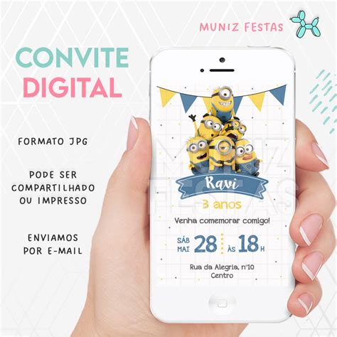 Convite Digital Minions Elo Produtos Especiais