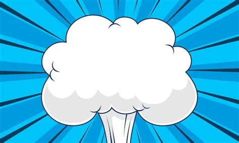 Fondo azul de historieta cómica con ilustración de nube Vector Premium