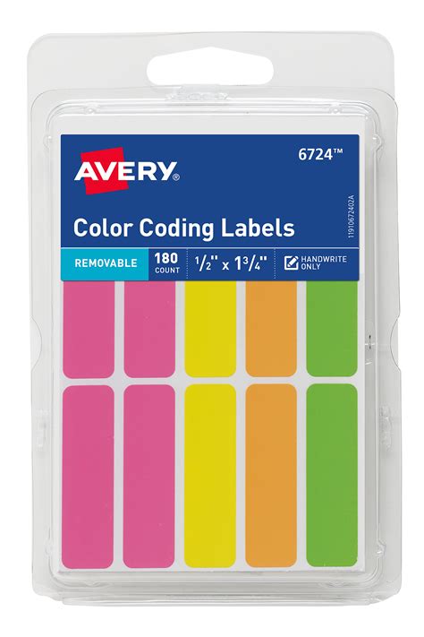 Avery Removable Color Coding Labels Removable Adhesive 1 2 X 1 3 4