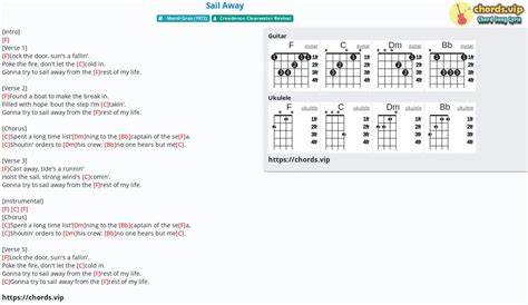 Hợp âm: Sail Away - cảm âm, tab guitar, ukulele - lời bài hát | chords.vip