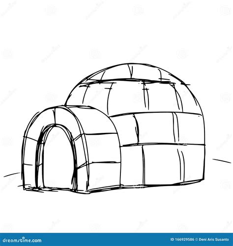 Sketch of Igloo, Eskimo House Illustration on a White Stock Illustration - Illustration of ...