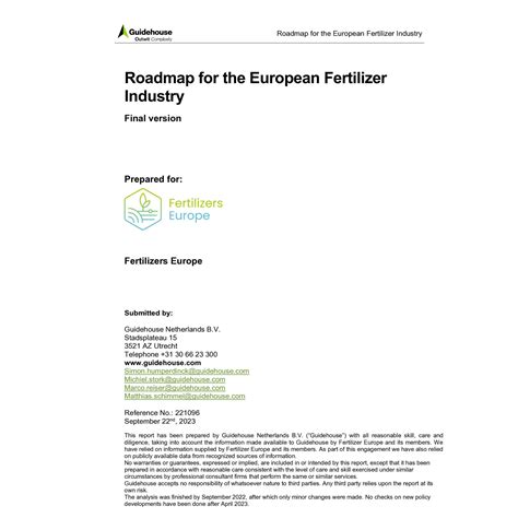 Roadmap For The European Fertilizer Industry Fertilizers Europe