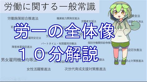 【社労士試験】【労一】労働に関する一般常識を10分解説【ずんだもん】 Youtube