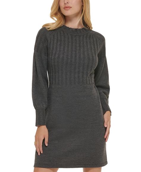 Calvin Klein Ribbed Knit Balloon Sleeve Sweater Dress And Reviews