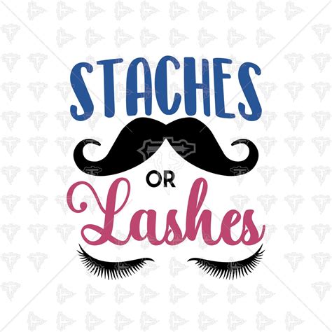 Staches Or Lashes Gender Reveal Boy Girl Blue Pink Svg Dxf Eps Etsy