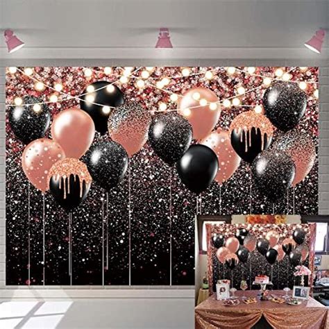 Royrose Gold And Black Glitter Backdrop For Birthday Wedding Prom