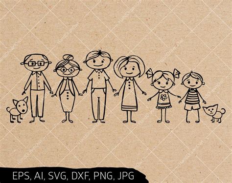 Stick Figure Family, Stick Family, Easy Drawings For Kids, Cute Drawings, Flower Svg Files ...