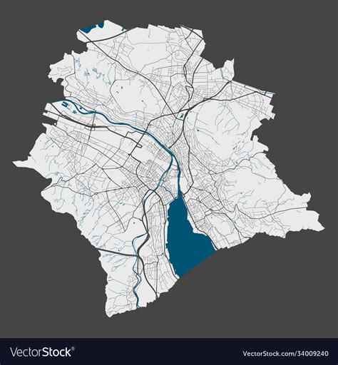 Zurich map detailed map city poster Royalty Free Vector