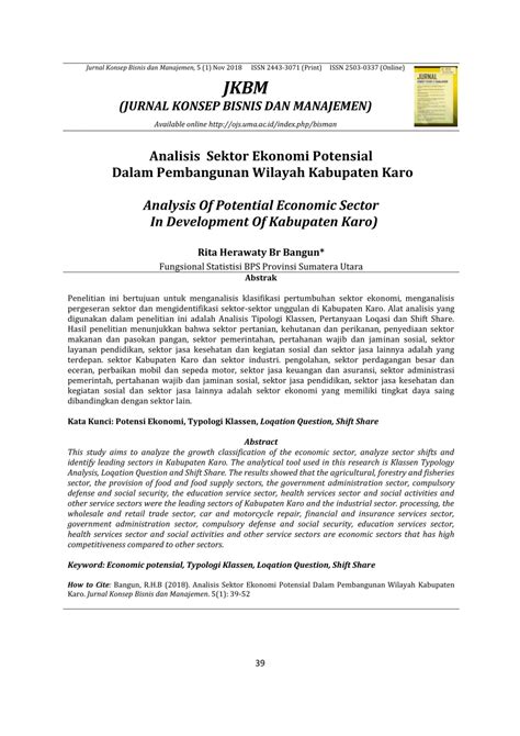 PDF Analisis Sektor Ekonomi Potensial Dalam Pembangunan Wilayah