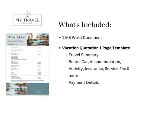 Travel Agent Quote Template Vacation Quote Template Travel Etsy