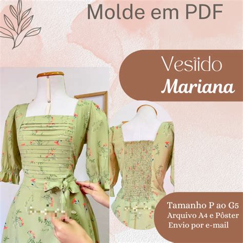 Molde Em Pdf Vestido Mariana Universo Dos Moldes Hotmart