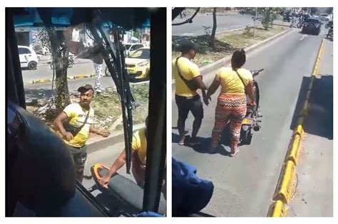 Motociclista que invadió carril exclusivo atacó con machete un bus del