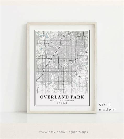 Overland Park Kansas Map Overland Park Ks Map Overland Park Etsy