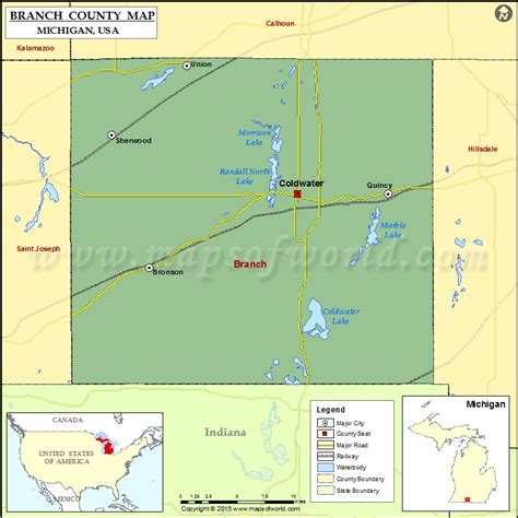 Branch County Map, Michigan