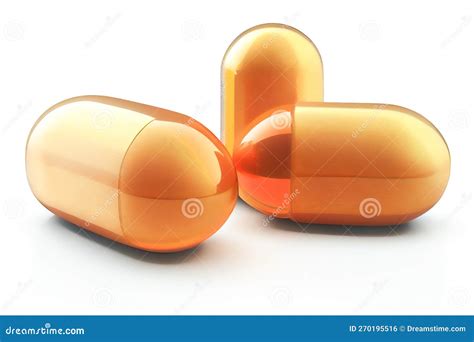 Orange Medical Pills Isolated On White Background Generative Ai Stock