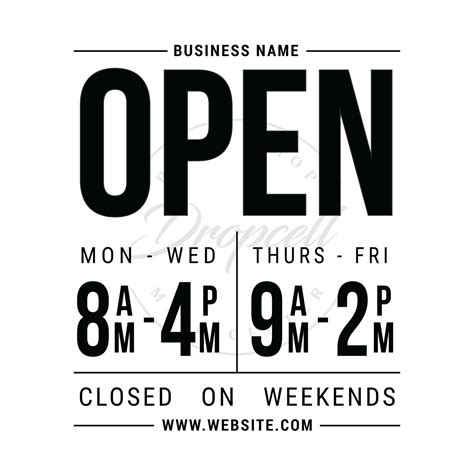 Store Hours Decal Hours Of Operation Sticker Business Etsy