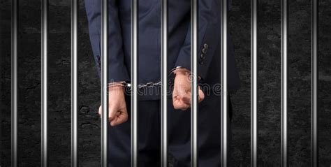 Close Handcuffed Man In Jail Stock Image Image Of Custody Jail