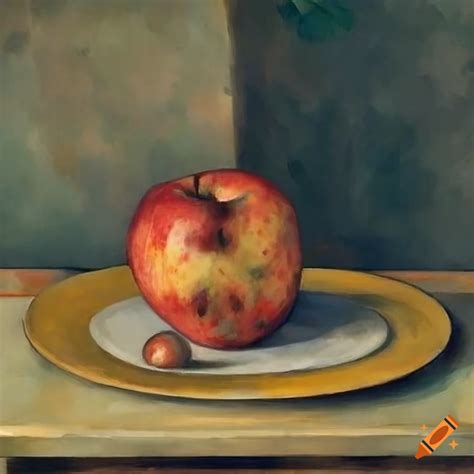 Still Life Painting Of An Apple On A Plate On Craiyon