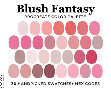 Pink Color Palette For Procreate Blush Creamy Pink Pink Palette Procreate Rose Shades Hex