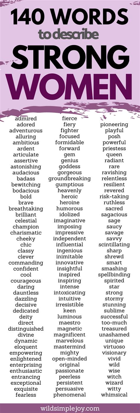 140 Power Words To Describe A Strong Woman Wild Simple Joy