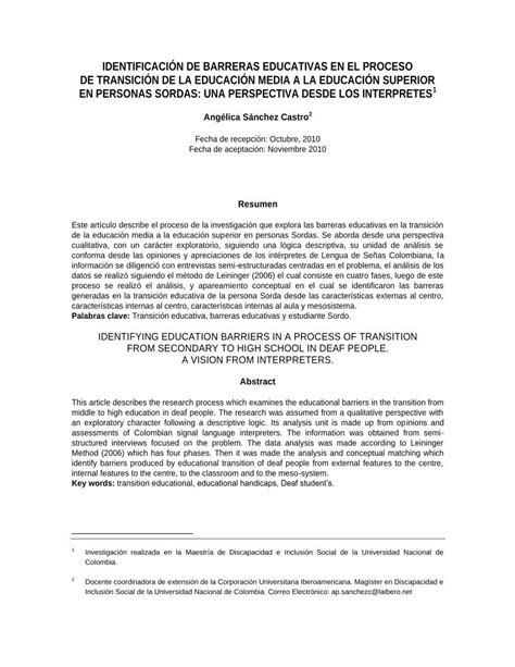 PDF IDENTIFICACIÓN DE BARRERAS EDUCATIVAS EN EL PROCESO PDF