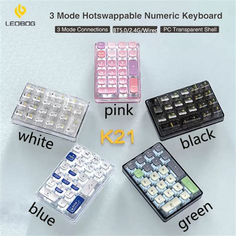 AULA LEOBOG Keys Hot Swappable Keyboard RGB Light Transparent Digital Mini Keyboard Buetooth