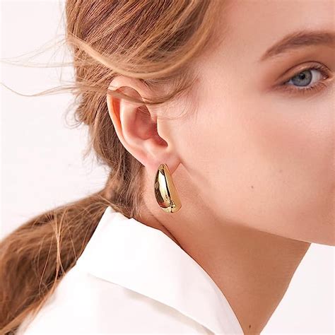 Dvacaman Chunky Gold Teardrop Earrings