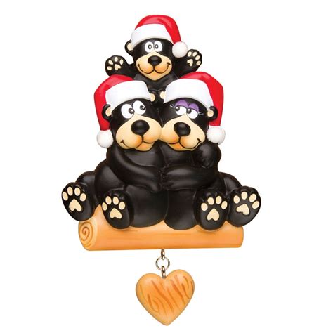 PERSONALIZED CHRISTMAS ORNAMENTS-BLACK BEAR FAMILY OF 3 - Walmart.com