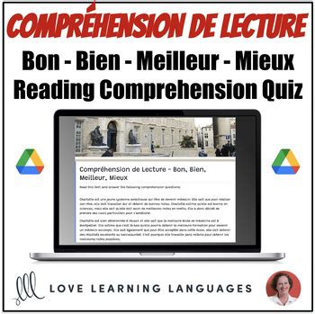 French Bon Bien Meilleur Mieux Reading Comprehension Quiz TPT