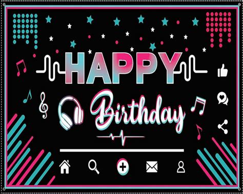 Tik Tok Theme Backdrop Happy Birthday Backdrop Fashion Music Etsy