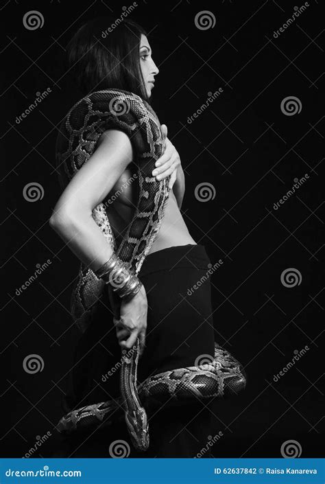 Brunette Holding Python Stock Photo Image Of Gorgeous