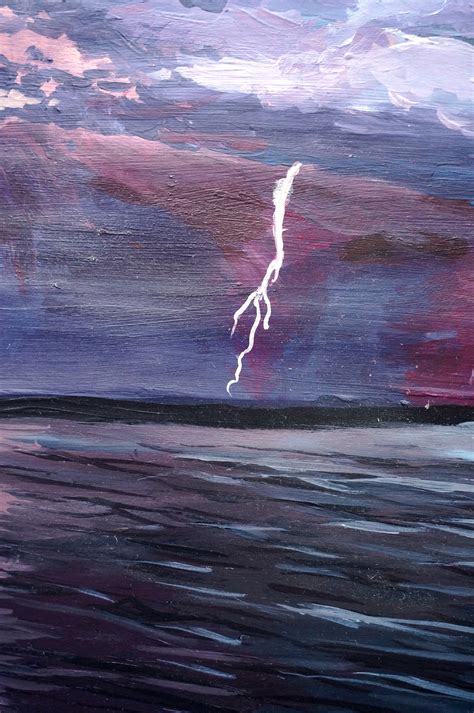 Storm Above the Sea, Original Acrylic Landscape Painting on Paper ...