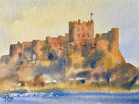 Bamburgh Castle Original Painting Northumberland Coast Small