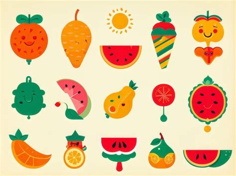 Vector Set Of Fruit Icons Premium Ai Generated Vector