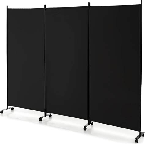 Panel Folding Room Divider Ft Rolling Privacy Screen With Lockable