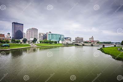 Dayton Ohio city skyline editorial stock photo. Image of landscaping - 33258958