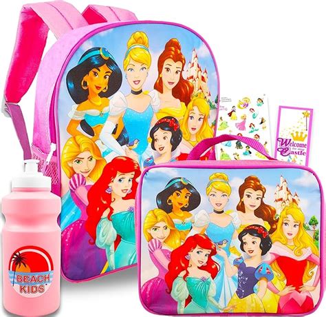 Disney Princess Backpack With Lunch Box For Girls 5 Pc