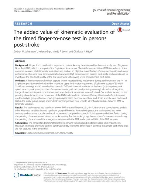 (PDF) The added value of kinematic evaluation of the timed finger-to ...